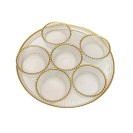 12" Seder Tray with Beaded Rim and Bowls Set, 7 Pieces