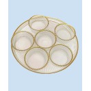 12" Seder Tray with Beaded Rim and Bowls Set, 7 Pieces